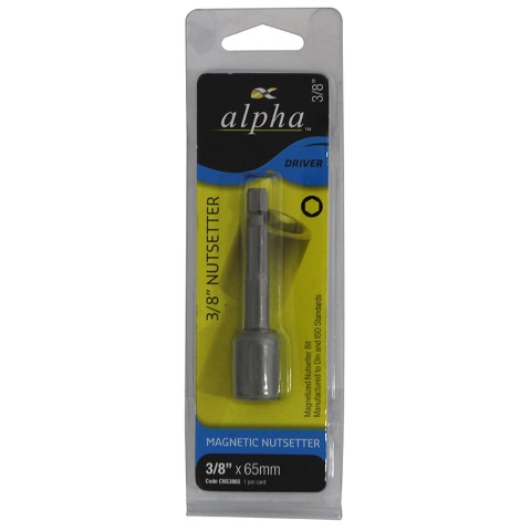 ALPHA DRIVE BIT CARDED NUTSETTER MAGNETIC 3/8 X 65 MM 